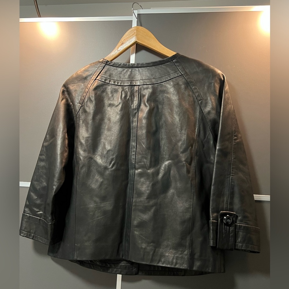 Talbots Leather Double Breasted Jacket 8P - Picture 2 of 9